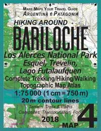 Hiking Around Bariloche Map 4 Los Alerces National Park, Esquel, Trevelin, Lago Futalaufquen Complete Trekking/Hiking/Walking Topographic Map Atlas Argentina Patagonia 1