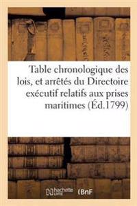 Table Chronologique Des Lois, Et Arrêtés Du Directoire Exécutif Relatifs Aux Prises Maritimes