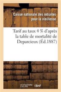 Tarif Au Taux 4 % d'Après La Table de Mortalité de Deparcieux