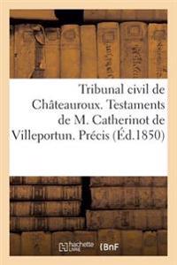 Tribunal Civil de Châteauroux. Testaments de M. Catherinot de Villeportun.