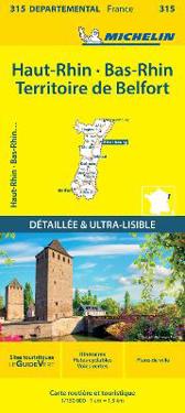 Bas-Rhin, Haut-Rhin, Territoire de Belfort - Michelin Local Map 315