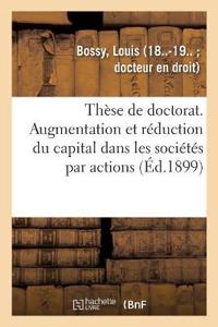 Kirjan kansi "Thèse de Doctorat. de l'Augmentation Et de la Réduction Du Capital Dans Les Sociétés Par Actions"