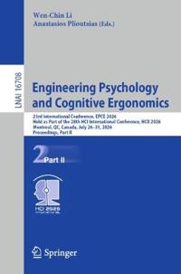 Engineering Psychology and Cognitive Ergonomics