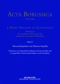 Wissenschaftspolitik in der Weimarer Republik