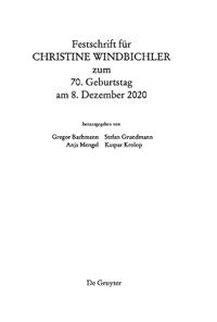 Festschrift Für Christine Windbichler Zum 70. Geburtstag Am 8. Dezember 2020