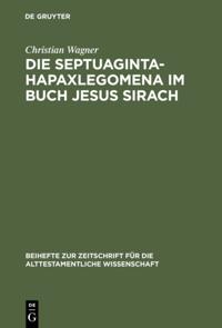 Beihefte zur Zeitschrift für die alttestamentliche Wissenschaft