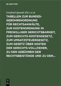 Tabellen Zur Bundesgebührenordnung Für Rechtsanwälte, Zur Kostenordnung in Freiwilliger Gerichtsbarkeit, Zum Gerichtskostengesetz, Zum Umsatzsteuergesetz, Zum Gesetz Über Kosten Der Gerichtsvollzieher, Zu Den Gebühren Der Rechtsbeistände Und Zu Den...