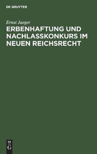 Bokomslag för "Erbenhaftung Und Nachlaßkonkurs Im Neuen Reichsrecht"