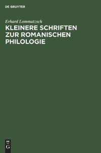 Kleinere Schriften Zur Romanischen Philologie