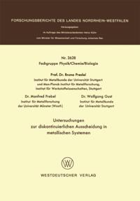Untersuchungen zur diskontinuierlichen Ausscheidung in metallischen Systemen
