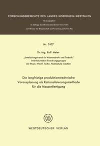 Forschungsberichte des Landes Nordrhein-Westfalen