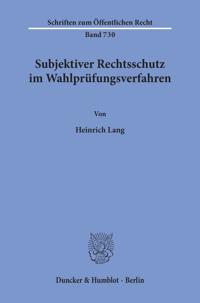 Subjektiver Rechtsschutz Im Wahlprufungsverfahren