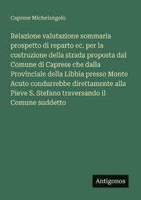 Relazione valutazione sommaria prospetto di reparto ec. per la costruzione della strada proposta dal Comune di Caprese che dalla Provinciale della Libbia presso Monte Acuto condurrebbe direttamente alla Pieve S. Stefano traversando il Comune suddetto