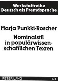 Nominalstil in Populaerwissenschaftlichen Texten