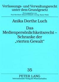 Das Medienpersoenlichkeitsrecht - Schranke Der «Vierten Gewalt»