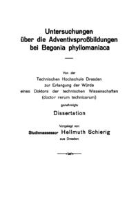 Untersuchungen über die Adventivsproßbildungen bei Begonia phyllomaniaca