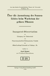 Über die Ausnutzung des Sonnenlichtes beim Wachstum der grünen Pflanzen