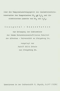 Über die Temperaturabhängigkeit der Dielektrizitäts-konstanten des Gasgemisches NO2 ? N2O4 und die elektrischen Momente von NO2 und N2O4