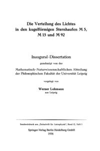 Die Verteilung des Lichtes in den kugelförmigen Sternhaufen M 5, M 15 und M 92