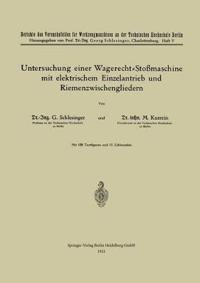 Untersuchung einer Wagerecht-Stoßmaschine mit elektrischem Einzelantrieb und Riemenzwischengliedern