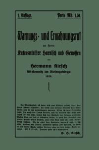 Warnungs- und Ermahnungsruf an Herrn Kultusminister Haenisch und Genossen