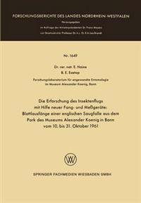 Die Erforschung des Insektenflugs mit Hilfe neuer Fang- und Messgeräte: Blattlausfänge einer englischen Saugfalle aus dem Park des Museums Alexander Koenig in Bonn vom 10. bis 31. Oktober 1961