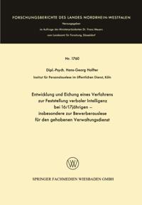 Entwicklung und Eichung eines Verfahrens zur Feststellung verbaler Intelligenz bei 16/17jährigen