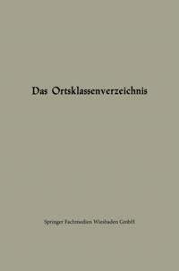 Das Ortsklassenverzeichnis