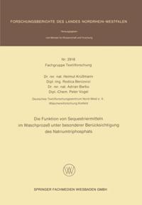 Die Funktion von Sequestriermitteln im Waschprozeß unter besonderer Berücksichtigung des Natriumtriphosphats
