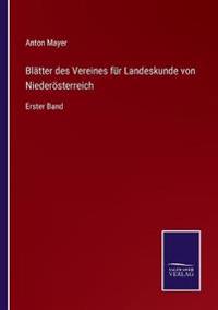 Bokomslag för "Blätter des Vereines für Landeskunde von Niederösterreich"