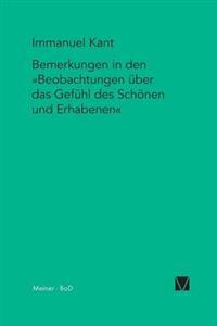 Bemerkungen in den "Beobachtungen über das Gefühl des Schönen und Erhabenen" (1764)