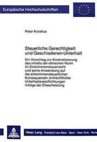 Steuerliche Gerechtigkeit Und Geschiedenen-Unterhalt