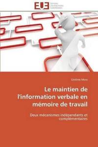 Le Maintien de l'Information Verbale En M?moire de Travail