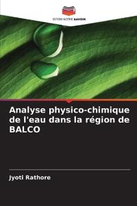 Analyse physico-chimique de l'eau dans la région de BALCO