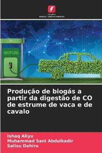 Produção de biogás a partir da digestão de CO de estrume de vaca e de cavalo
