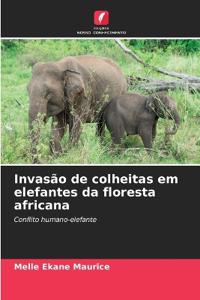 Invasão de colheitas em elefantes da floresta africana