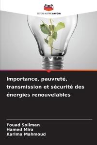 Importance, pauvreté, transmission et sécurité des énergies renouvelables