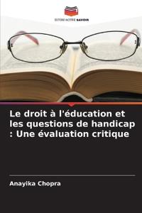 Le droit à l'éducation et les questions de handicap