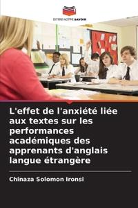 L'effet de l'anxiété liée aux textes sur les performances académiques des apprenants d'anglais langue étrangère