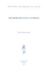 Recherches sur la parole