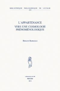 L'appartenance. Vers une cosmologie phénoménologique