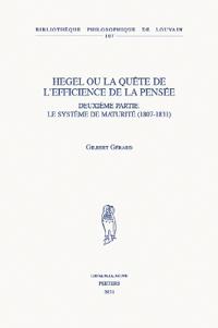 Hegel ou la quête de l'efficience de la pensée
