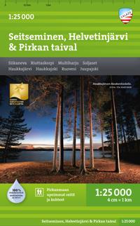 Seitseminen-Helvetinjärvi-Pirkan taival retkeilykartta, 1:25 000