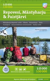 Repovesi-Mäntyharju-Paistjärvi -retkeilykartta, 1:15 000 / 1: 50 000