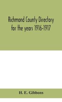 Bokomslag for "Richmond County Directory for the Years 1916-1917"