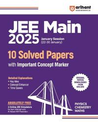 JEE Main 2025 ( 10 Solved Papers with important Concept Marker ) Physics , Chemistry , Maths | English Medium