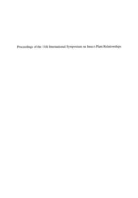 Proceedings of the 11th International Symposium on Insect-Plant Relationships