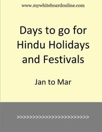 Days to go for Hindu Holidays and Festivals