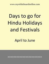 Days to go for Hindu Holidays and Festivals