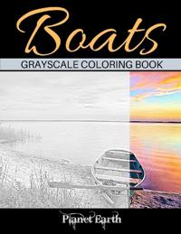 Boats Grayscale Coloring Book